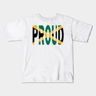 Jamaica Flag in The Word Proud - Jamaican - Soca Mode Kids T-Shirt